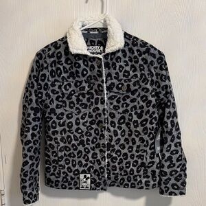 NWT Disney Mickey Mouse Girls‎ 9/10 Corduroy Button Down Leopard Print Jacket